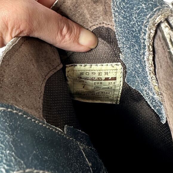 Roper Women’s American Flag Cowboy Boots Size 7 Leather Western Pull-On - Picture 7 of 7